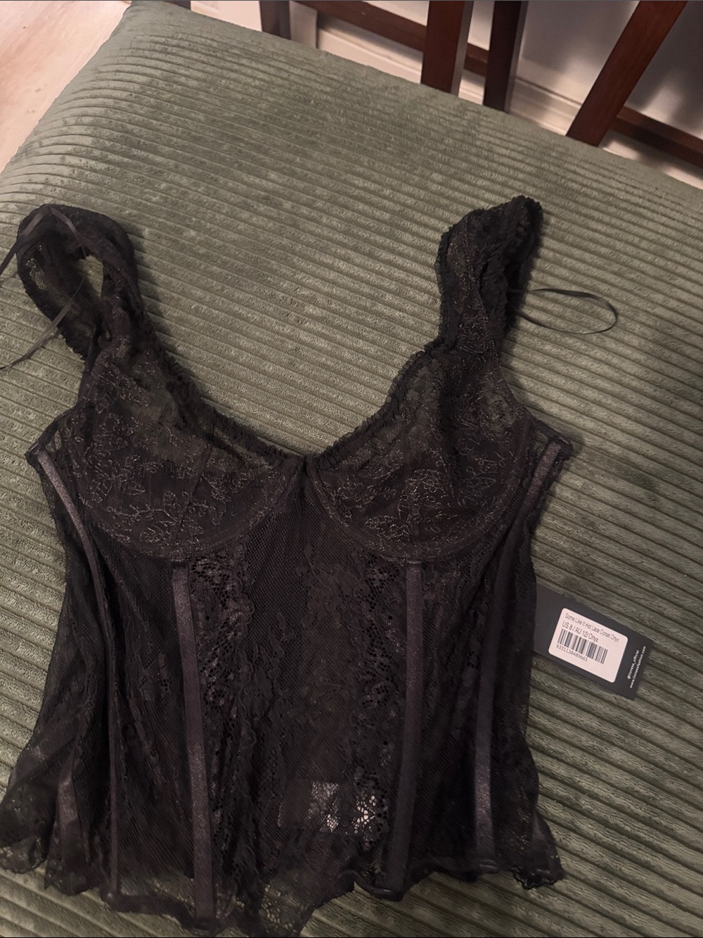 Lioness Black Lace Bustier Chemise with Underwire